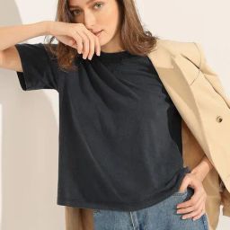 Vero Moda Grey Cotton Textured T-Shirt-image-31
