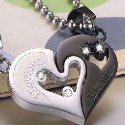 Aatmana Lover's Valentine Special Broken Two Half Heart Shape Love Pendant Locket Necklace Chain-30