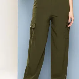 Aarika Dark Green Polyester Solid Pants-picture-40