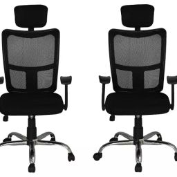 Ergonomica Bravo Black High Back Revolving Office Chairs with Headrest(Set of 2)-image-65