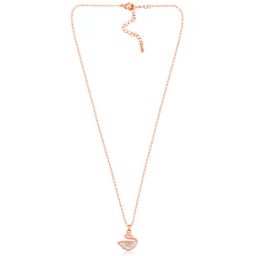 Peora Rose Gold Plated Contemporary Baguette Stone Swan Stud Pendant & Earring image 5