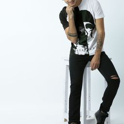Huetrap Men White & Black Printed Round Neck T-shirt-image-103