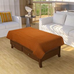 BIGGER FISH Brown Anti-Slip Velvet Checkered Cotton 4-Seater Table Cover-26