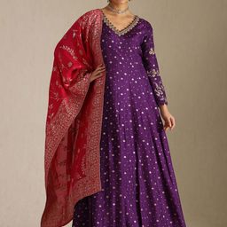 Soch Geometric Print V Neck Regular Sleeves Gown Maxi Dress-image-56