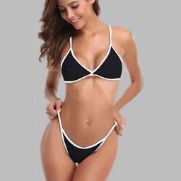AAYAN BABY Women Black & White Trim Bikini Set-picture-34