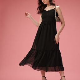 DressBerry Shoulder Straps A-Line Tiered Midi Dress-image-17