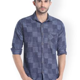 Campus Sutra Men Blue Standard Regular Fit Self Design Casual Shirt-image-41