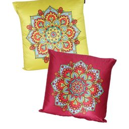 Myntra Elegant Homes Pink & Yellow Set of 2 Floral Velvet Square Cushion Covers-picture-26