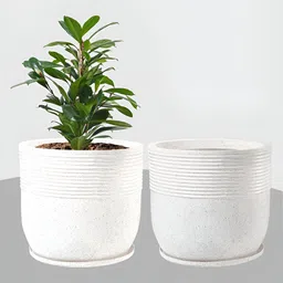 RUBOXA 2-Pcs White Textured UV-ProtectedPlanters-32