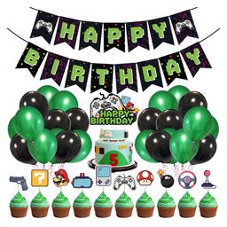 Zyozi Video Game Theme Birthday Decoration Kit Green Black - Pack of 37-image-47