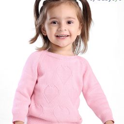 Babyoye Eco Conscious 100% Cotton Knit Full Sleeves Sweater Heart Design - Pink-picture-13
