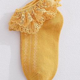 Kidofash Cotton Net & Floral Detailed Socks - Yellow-image-91