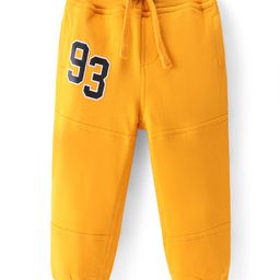 Babyhug Cotton Knit Full Length Lounge Pants With Number Print - Yellow-image-92