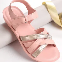 Pine Kids Sandals with Strap Design & Velcro Closure - Pink-picture-18