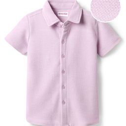 Kookie Kids Knit Half Sleeves Solid Resort Collar Shirt - Lavender-image-22