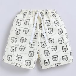 Little Ninja Cotton Bears Printed Shorts - Cream-image-95