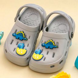 Yellow Bee 3D Dinosaur Applique Charms & Perforated Clogs - Grey-picture-16