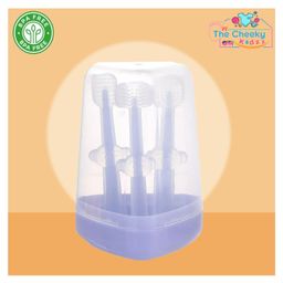 The Cheeky Kidzz Baby Toothbrush 3 In 1 BPA Free Silicone Toothbrush Set Includes U-Shape Tooth Scrubber, Tongue Cleaner & Front Massager Case(PURPLE)-14
