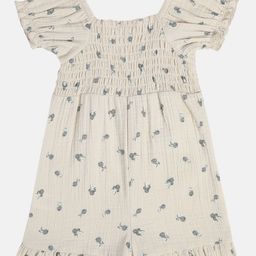 MINI KLUB Cotton Half Sleeves Floral Printed Smocked Dungaree - Beige-image-55