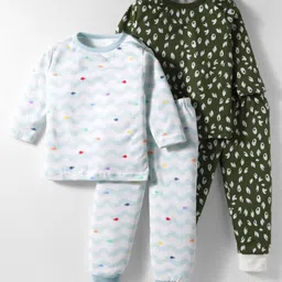 Kidi Wav Pack Of 2 Full Sleeves Sea Life & Abstract Printed Tee & Coordinating Joggers Set - Multi Colour-picture-18