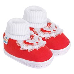 Neska Moda Butterfly Applique Detailed Slip On Booties - Red-picture-5