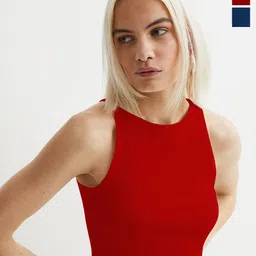 TOOCHKI Women Pack of 2 Ribbed Round Neck Tank Crop Tops-picture-12