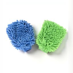 Aura 2 Pieces Blue & Green Double-Sided 100 GSM Microfiber Kitchen Cleaning Gloves-12