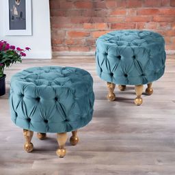 Ikiriya 2-Pcs Blue & Brown Cylindrical Ottoman-48