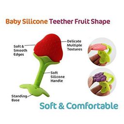 Enorme Silicone Strawberry Orange & Peach Shape Teether Pack of 3 - Multicolour image 2
