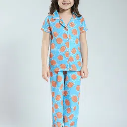 Monte Carlo Girls Printed Lapel Collar Night Suit-image-16