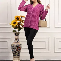 Dadu Dayal Women Self Design Woollen Cardigan-picture-0