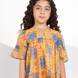 Peppermint Floral Printed Flared Sleeve Empire Top-image-46