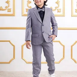 Mark & Mia Boy 3Pc Printed Notched Lapel Cotton Single Breasted Party Suit With Bow-picture-10