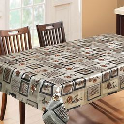 Dakshya Industries Gold-Toned & Brown Floral Waterproof Plastic 6-Seater Table Cover-31