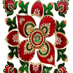 Kala Samarpan Green & Red Meenakari Foldable Rangoli With Centerpiece-16