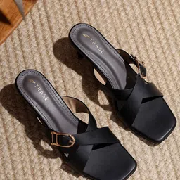 TRASE Women Solid Regular Kitten Heel Sandals With Western - Embellished-48