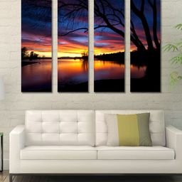 999Store Blue & Black 4 Panel Sunset Wall Art-27