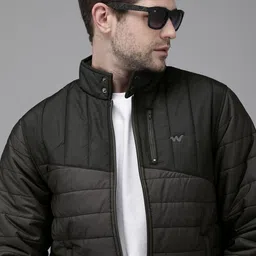 Wildcraft Men Grey And Black Colourblocked Windcheater Padded Jacket-image-47