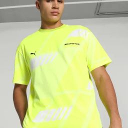 Puma AMG Statement Motorsport Electric Lime Cotton Relaxed Fit Printed Sports T-Shirt-image-45