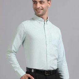 The Formal Club Sage Green Comfort Fit Striped Shirt-image-16