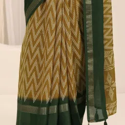 Libas Mustard Chevron Pattern Saree with Unstitched Blouse image 5