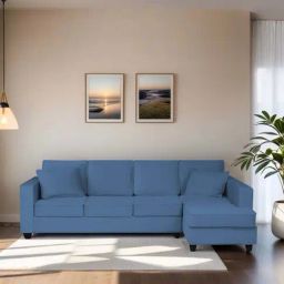 Trevi Aristocrat Velvet RHS 6 Seater Sectional Sofa (Baltic Blue)-25