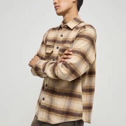 Nuon by Westside Brown Checkered Relaxed-Fit Cotton Shirt-image-9
