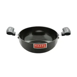 HAZEL 3 mm Hard Anodised Kadai Deep Aluminium Anodized Frying Kadhai, 2700 ml, Black-24