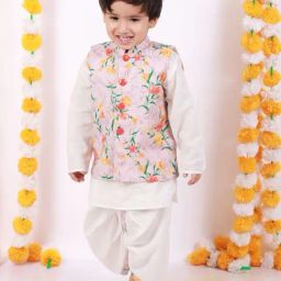Little Bansi Kids Beige Cotton Floral Print Kurta Set-image-54
