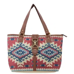 Mona B Pink Printed Medium Tote Handbag-image-73