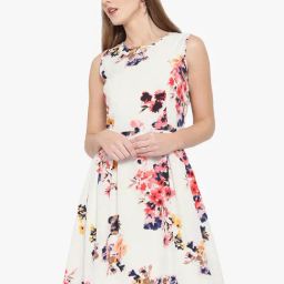 Rare Cream Floral Print A-Line Dress-image-105