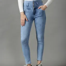 SHOWOFF Blue Solid High Rise Jeans-image-82