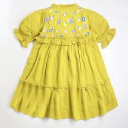 Cherry Crumble By Nitt Hyman Kids Green Embroidered Dress-image-10