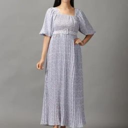 SHOWOFF Blue Printed Maxi Dress-image-44